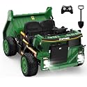ANPABO 24V Ride On Dump Truck w/Electric Dump Bed, Remote, Dark Green