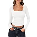 ANRABESS Long Sleeve Shirts for Women Double Lined Crop Tops