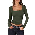 ANRABESS Long Sleeve Shirts for Women Double Lined Crop Tops