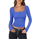 ANRABESS Long Sleeve Shirts for Women Double Lined Crop Tops