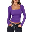 ANRABESS Long Sleeve Shirts for Women Double Lined Crop Tops