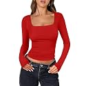 ANRABESS Long Sleeve Shirts for Women Double Lined Crop Tops