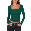 ANRABESS Long Sleeve Shirts for Women Double Lined Crop Tops