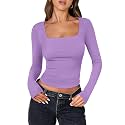 ANRABESS Long Sleeve Shirts for Women Double Lined Crop Tops
