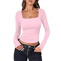 ANRABESS Long Sleeve Shirts for Women Double Lined Crop Tops