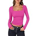 ANRABESS Long Sleeve Shirts for Women Double Lined Crop Tops
