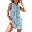 ANRABESS Swimsuit Coverup for Women Beach Bathing Suit Crochet Mini Dress