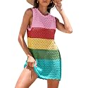 ANRABESS Swimsuit Coverup for Women Beach Bathing Suit Crochet Mini Dress