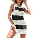 ANRABESS Swimsuit Coverup for Women Beach Bathing Suit Crochet Mini Dress
