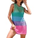 ANRABESS Swimsuit Coverup for Women Beach Bathing Suit Crochet Mini Dress
