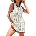 ANRABESS Swimsuit Coverup for Women Beach Bathing Suit Crochet Mini Dress