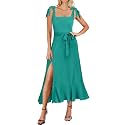 ANRABESS Women39s Square Neck Ruffle Split Midi