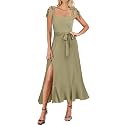 ANRABESS Women39s Square Neck Ruffle Split Midi