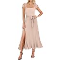 ANRABESS Women39s Square Neck Ruffle Split Midi