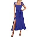 ANRABESS Women39s Square Neck Ruffle Split Midi