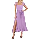 ANRABESS Women39s Square Neck Ruffle Split Midi