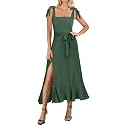 ANRABESS Women39s Square Neck Ruffle Split Midi