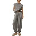 ANRABESS Women's Two Piece Outfits Sweater Sets Knit Pullover Tops and High Waisted Pants Tracksuit Lounge Sets