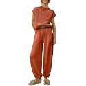 ANRABESS Women's Two Piece Outfits Sweater Sets Knit Pullover Tops and High Waisted Pants Tracksuit Lounge Sets