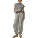 ANRABESS Women's Two Piece Outfits Sweater Sets Knit Pullover Tops and High Waisted Pants Tracksuit Lounge Sets
