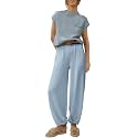 ANRABESS Women's Two Piece Outfits Sweater Sets Knit Pullover Tops and High Waisted Pants Tracksuit Lounge Sets