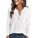 ANRABESS Women39s Waffle Knit Henley Top Long
