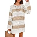 ANRABESS Women Swimsuit Cover Up Beach Crochet Bathing Suit Mini Dress