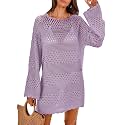 ANRABESS Women Swimsuit Cover Up Beach Crochet Bathing Suit Mini Dress