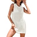ANRABESS Swimsuit Coverup for Women Beach Bathing Suit Crochet Mini Dress
