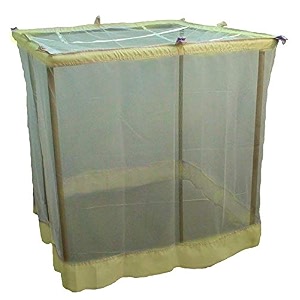 ans king size double bed polycotton mosquito net  65ft x 65ft  ivory  same color cotton border on top amp bottom  free airflow  breathable amp heat-free protection
