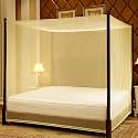 ANS Heavy-Quality HDPE Mosquito Net for Double Bed King Size (6.5 x 6.5 Ft, Ivory) | Super Strong Nylon Net with Free Airflow | Durable, Long-Lasting &amp; High-Density Protection