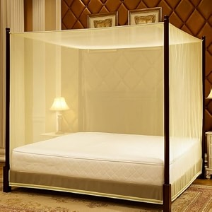ans nylon mosquito net for queen size bed 5 x 65 ft  heavy quality hdpe net  ivory color  5 ft height  free airflow  same color border  durable long lasting