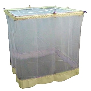 ans superfine large mosquito net for bed ivory 65 x 8 ft  soft amp durable skin-friendly long-lasting  free airflow hanging net with cotton border  only for large beds