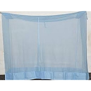 ans sky blue polycotton mosquito net for single bed 35 x 65 ft 5 ft height  breathable mesh cotton border top amp bottom  hanging bed net  no heat full protection