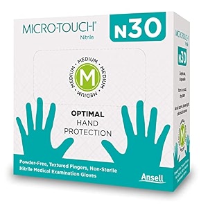 ansell micro touch n30 nitrile disposable multipurpose gloves food grade approved oral approved free from latex smell with no latex type i allergy 30 pcsbox medium pack of 1