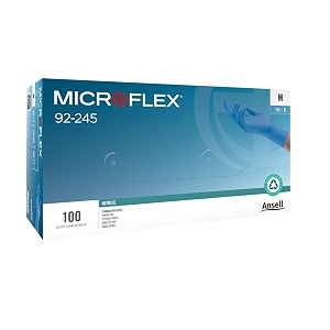 ansell microflex 92-245 blue nitrile powder free examination multipurpose glove with an exceptional grip and tested for viral penetration - 100 pieces xl