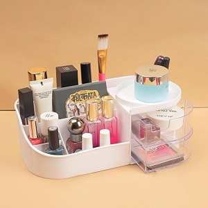 large capacity cosmetic organizer makeup drawer container with nail polishlipstick storage desktop sundries box white