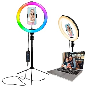 ant esports cark14r 14 inch led 7 multi color rgb ring light with 52 feet tripod standmetal head and flexible phone holder for mobile phonesgopro amp dslr camera for capturing photo and video shoot
