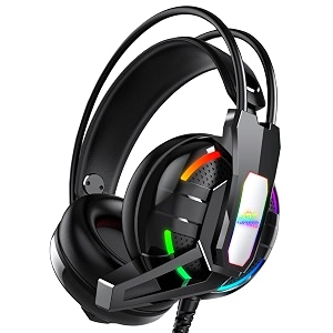 ant esports h525 pro rgb gaming headset with mic 50mm drivers over ear wired headphones noise isolation 35mm dual jack  usb rgb light compatible with pc ps4 xbox one switch amp mobile  black