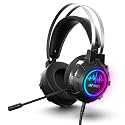 Ant Esports H950 Pro Wired Gaming Headset for PC, Xbox, PS4 &amp; PS5, 7.1 USB Surround Sound Wired Headphones, 50mm Drivers, Mirror RGB LED, Omnidirectional Mic &amp; Noise Isolating Ear Cups – Black