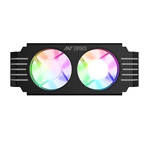 ant esports mmr50 ram coolerradiator aluminum heatsink with dual 50mm 4-pin pwm amp 5v 3-pin addressable rgb cooling fans for 4 ram sticks black
