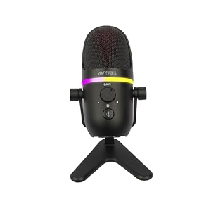 ant esports wente 250 usb microphone plug and play gaming mic for pc mac ps45 podcast microphone with rgb mute monitor noise reduction volume gain great for recording streaming