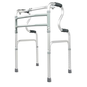 ageasy max group foldable step walker for seniors  lightweight height-adjustable walking aid  sturdy aluminium frame with anti-slip rubber tips for enhanced stability  supports up to 100 kg