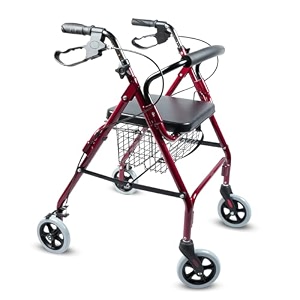 ageasy max group foldable rollator walker with seat amp wheels  4-wheel rollator walker with comfortable seat amp storage basket  lightweight amp adjustable walking support for old people handicap amp recovery patients