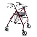 AGEasy (Max Group) Foldable Rollator Walker with Seat & Wheels | 4-Wheel Rollator Walker with Comfortable Seat & Storage Basket | Lightweight & Adjustable Walking Support for Old People, Handicap & Recovery Pa