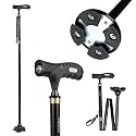 AGEasy (Max Group) Walking Stick with SOS Alarm Button for Men & Women | Foldable Walking Cane for Old People | Walk Stick with Adjustable Height