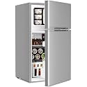 Antarctic Star 3.2 Cu.Ft,Mini Refrigerator with Freezer,Double Door Mini Fridge,Compact Refrigerator,Adjustable Thermostat,Mini Refrigerator for Bedroo/Office/Dorm/Kitchen(GRAY)