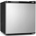 Antarctic Star 1.6 Cu. Ft Mini Fridge with Freezer,Small Compact Refrigerator with Single Reversible Door, Removable Shelves, 7 Adjustable Thermostat, for Dorm/Bedroom/Office,Steel