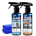 Anti Fog Spray & Water Repellent for Car Windshield, Quick Spray, Streak-Free & Long-Lasting Defogger, Rain Repellent Coating Prevents Fog on Windows, Mirrors, Glasses, Goggles & Helmets - 2 Pack