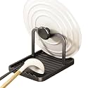Anti-Rust Metal Spoon Rest with Lid Holder While Cooking, Black